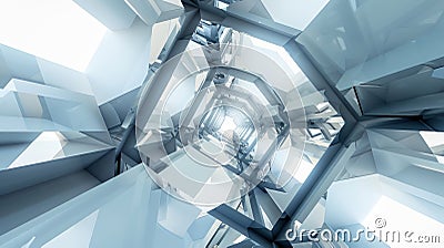 A distorted and warped perspective of overlapping octagons blurring the lines between reality and abstraction Stock Photo