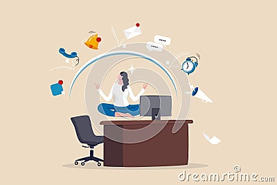 Distraction at work, annoyed disturb notifications, noise or trouble to focus or concentrate, inattention alert in the office, Vector Illustration