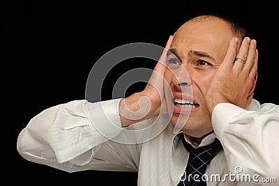 Distraught businessman Stock Photo