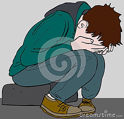 depressed teen Vector Illustration