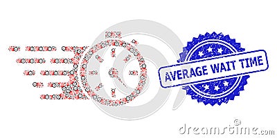 Distress Average Wait Time Seal and Recursion Timer Icon Mosaic Vector Illustration