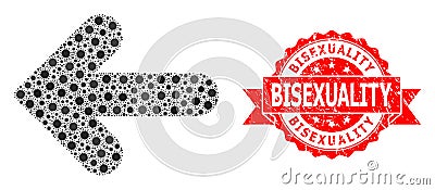 Distress Bisexuality Seal and Virus Mosaic Left Direction Vector Illustration