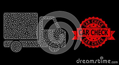 Distress Car Check Stamp Seal and Web Network Delivery Car Vector Illustration