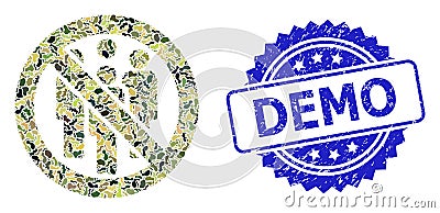 Distress Demo Stamp Seal and Military Camouflage Composition of Forbidden Crowd Vector Illustration