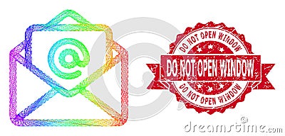 Distress Do Not Open Window Seal and Bright Network Open Email Vector Illustration