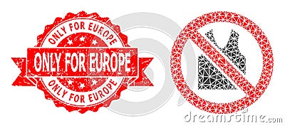 Distress Only for Europe Stamp Seal and Forbidden Open Clothes Lowpoly Mocaic Icon Vector Illustration