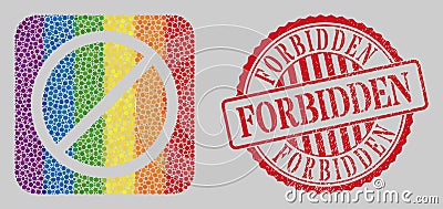 Distress Forbidden Seal and Mosaic Forbidden Stencil for LGBT Vector Illustration