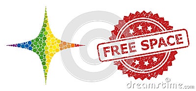 Distress Free Space Seal and Spectrum Space Star Collage Vector Illustration