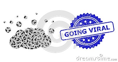 Distress Going Viral Stamp and Fractal Cloud Emission Icon Composition Vector Illustration