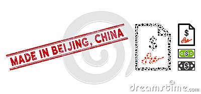 Distress Made in Beijing, China Line Stamp with Mosaic Signed Invoice Icon Stock Photo