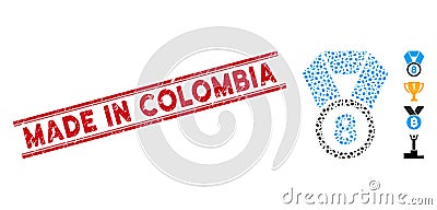 Distress Made in Colombia Line Stamp and Mosaic 8Th Place Medal Icon Stock Photo