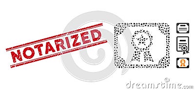 Distress Notarized Line Stamp with Mosaic Authorize Diploma Icon Stock Photo