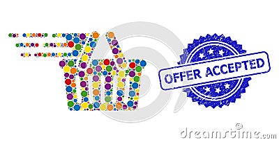 Distress Offer Accepted Seal and Bright Colored Collage Shopping Basket Vector Illustration