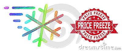 Distress Price Freeze Seal and LGBT Colored Net Frost Wind Vector Illustration