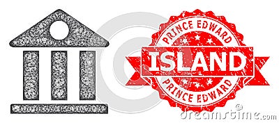 Distress Prince Edward Island Stamp and Linear Museum Icon Vector Illustration