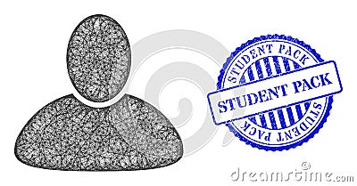 Distress Student Pack Badge and Hatched Guy Mesh Vector Illustration