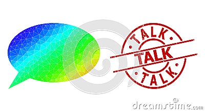 Distress Talk Badge and Polygonal Spectrum Chat Cloud Icon with Gradient Vector Illustration