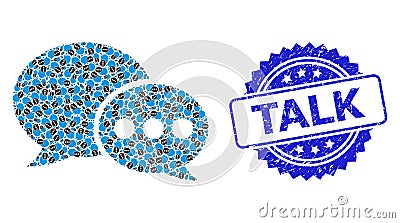 Distress Talk Seal Stamp and Recursive Forum Messages Icon Composition Vector Illustration