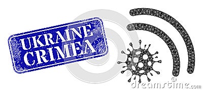 Distress Ukraine Crimea Badge and Virus Emanation Polygonal Icon Vector Illustration