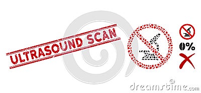 Distress Ultrasound Scan Line Stamp with Mosaic No Microscope Icon Stock Photo