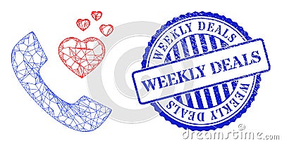Distress Weekly Deals Stamp and Network Romantic Phone Web Mesh Vector Illustration