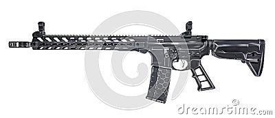 Distressed AR15 with 30rd mag Stock Photo
