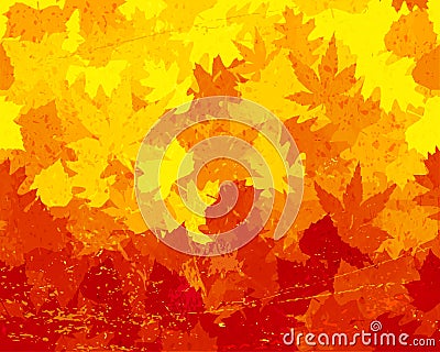 Distressed autumn leaves wallpaper Vector Illustration