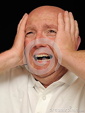 Distressed bald man Stock Photo