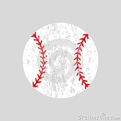 Distressed baseball ball. Softball. Vector silhouette. Vector icon isolated Vector Illustration