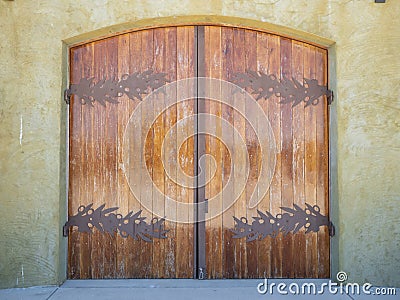 Distressed Double Wide Wooden Doors Stock Photo