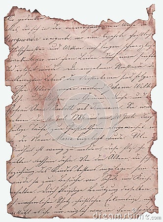 Distressed hand written antique writing on sepia paper Stock Photo