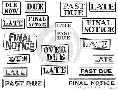 Distressed Late, Past Due, and Final Notice Stamps Stock Photo