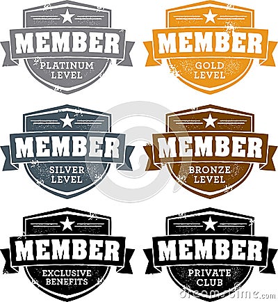 Distressed Membership Crests Vector Illustration