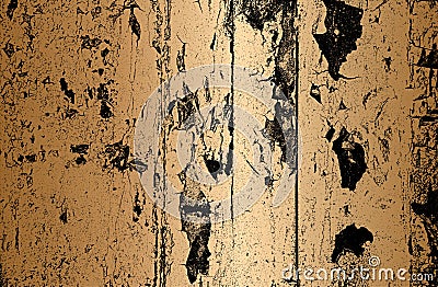 Distressed overlay golden texture of rusted peeled metal. grunge background Vector Illustration