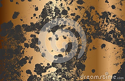 Distressed overlay texture of golden rusted peeled metal. grunge background Vector Illustration
