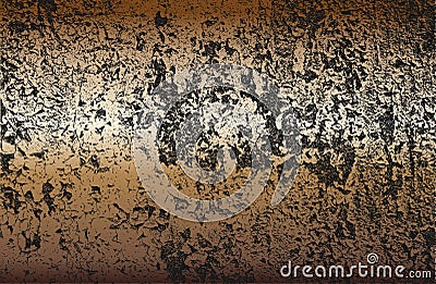 Distressed overlay texture of rusted peeled golden metal plate. grunge background Vector Illustration