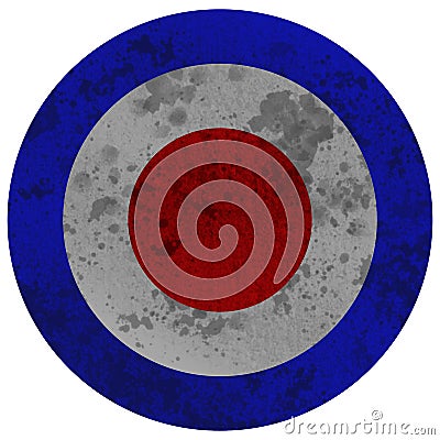 A distressed red white and blue roundel symbol digital illustration Cartoon Illustration