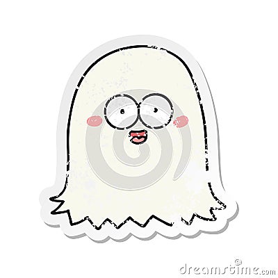 distressed sticker of a cartoon friendly ghost Vector Illustration