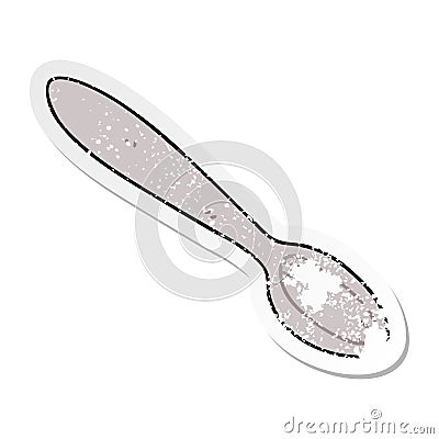 distressed sticker of a quirky hand drawn cartoon spoon Vector Illustration