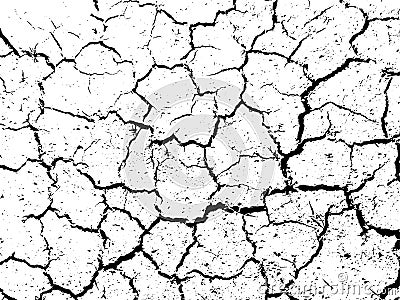 The cracks texture of dry earth. Grunge abstract background. Vector Illustration