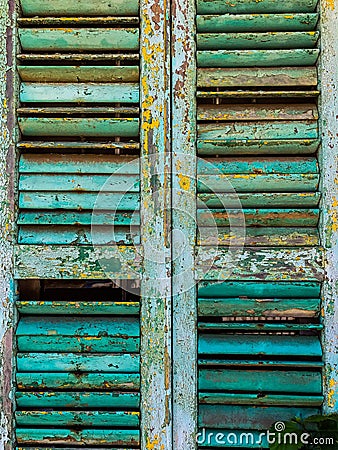 Distressed window shutters. Stock Photo