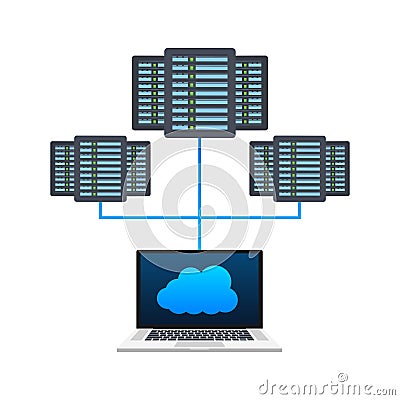 Distributed Database, data storage Server. Vector stock illustration. Vector Illustration