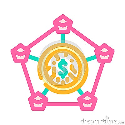 distributed ledger decentralized application color icon vector illustration Vector Illustration