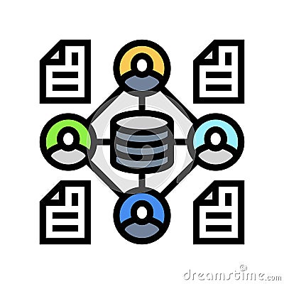 distributed ledger decentralized application color icon vector illustration Vector Illustration