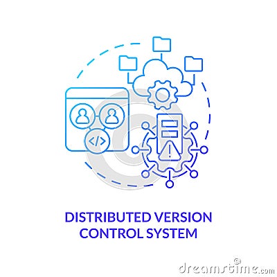 Distributed version control system blue gradient concept icon Vector Illustration