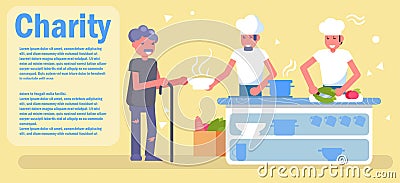 Distribution of food. Charity Vector. Cartoon. Isolated art Vector Illustration