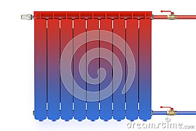 Distribution of heat flow in the radiator Stock Photo