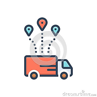 Color illustration icon for Distribution, delivery and location Cartoon Illustration