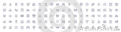 Distribution line icons signs set. Design collection of Distribute, Disseminate, Allocate, Circulate, Divide, Share Vector Illustration