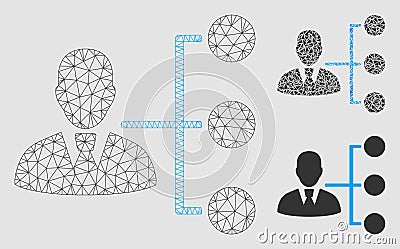 Distribution Manager Vector Mesh Network Model and Triangle Mosaic Icon Vector Illustration